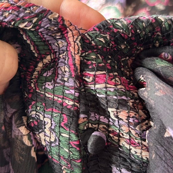 MISA Marni Printed Chiffon Midi Dress Size Small Black Boho Paisley - Picture 16 of 16